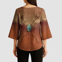 Geronimo Native American Kimono Sleeve Blouse Rifle and Desert Landscape Native American Warrior - Wonder Print Shop