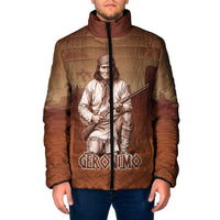 Geronimo Native American Padded Jacket Rifle and Desert Landscape Native American Warrior - Wonder Print Shop