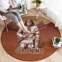 Geronimo Native American Round Carpet Rifle and Desert Landscape Native American Warrior - Wonder Print Shop
