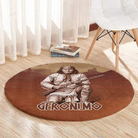 Geronimo Native American Round Carpet Rifle and Desert Landscape Native American Warrior - Wonder Print Shop