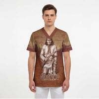 Geronimo Native American Scrub Top Rifle and Desert Landscape Native American Warrior - Wonder Print Shop