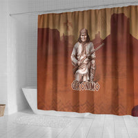 Geronimo Native American Shower Curtain Rifle and Desert Landscape Native American Warrior - Wonder Print Shop