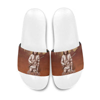 Geronimo Native American Slide Sandals Rifle and Desert Landscape Native American Warrior - Wonder Print Shop