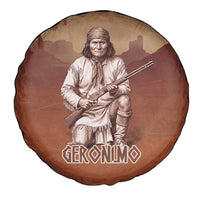 Geronimo Native American Spare Tire Cover Rifle and Desert Landscape Native American Warrior - Wonder Print Shop