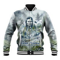 Chief Joseph Native American Baseball Jacket Tribal Heart Symbol Inspirational Quote Will Fight No More Forever - Wonder Print Shop
