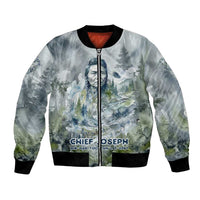 Chief Joseph Native American Bomber Jacket Tribal Heart Symbol Inspirational Quote Will Fight No More Forever - Wonder Print Shop