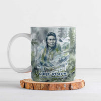 Chief Joseph Native American Ceramic Mug Tribal Heart Symbol Inspirational Quote Will Fight No More Forever - Wonder Print Shop