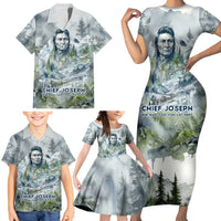 Chief Joseph Native American Family Matching Short Sleeve Bodycon Dress and Hawaiian Shirt Tribal Heart Symbol Inspirational Quote Will Fight No More Forever - Wonder Print Shop