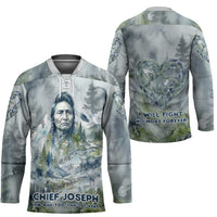Chief Joseph Native American Hockey Jersey Tribal Heart Symbol Inspirational Quote Will Fight No More Forever - Wonder Print Shop