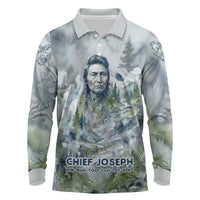 Chief Joseph Native American Long Sleeve Polo Shirt Tribal Heart Symbol Inspirational Quote Will Fight No More Forever - Wonder Print Shop
