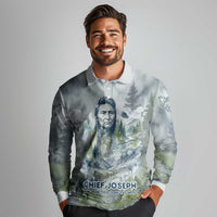 Chief Joseph Native American Long Sleeve Polo Shirt Tribal Heart Symbol Inspirational Quote Will Fight No More Forever - Wonder Print Shop