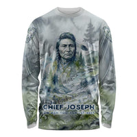 Chief Joseph Native American Long Sleeve Shirt Tribal Heart Symbol Inspirational Quote Will Fight No More Forever - Wonder Print Shop