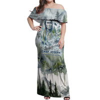 Chief Joseph Native American Off Shoulder Maxi Dress Tribal Heart Symbol Inspirational Quote Will Fight No More Forever - Wonder Print Shop