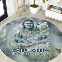 Chief Joseph Native American Round Carpet Tribal Heart Symbol Inspirational Quote Will Fight No More Forever - Wonder Print Shop