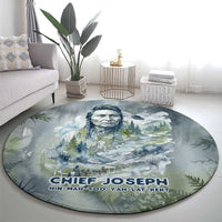 Chief Joseph Native American Round Carpet Tribal Heart Symbol Inspirational Quote Will Fight No More Forever - Wonder Print Shop
