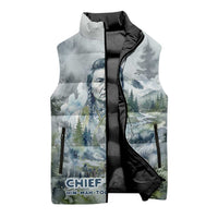 Chief Joseph Native American Sleeveless Puffer Jacket Tribal Heart Symbol Inspirational Quote Will Fight No More Forever - Wonder Print Shop