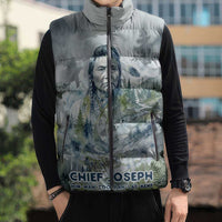 Chief Joseph Native American Sleeveless Puffer Jacket Tribal Heart Symbol Inspirational Quote Will Fight No More Forever - Wonder Print Shop
