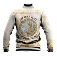 Sacagawea Native American Baseball Jacket River Journey Scene Inspirational Quote Lead with Your Heart - Wonder Print Shop