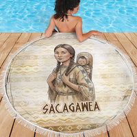 Sacagawea Native American Beach Blanket River Journey Scene Inspirational Quote Lead with Your Heart - Wonder Print Shop
