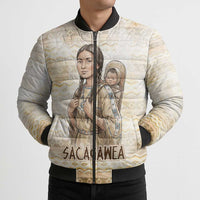Sacagawea Native American Bomber Puffer Jacket River Journey Scene Inspirational Quote Lead with Your Heart - Wonder Print Shop