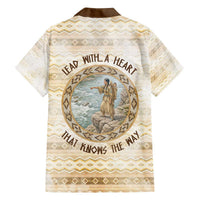 Sacagawea Native American Family Matching Off The Shoulder Long Sleeve Dress and Hawaiian Shirt River Journey Scene Inspirational Quote Lead with Your Heart - Wonder Print Shop