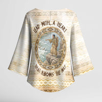 Sacagawea Native American Kimono Sleeve Blouse River Journey Scene Inspirational Quote Lead with Your Heart - Wonder Print Shop