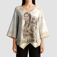Sacagawea Native American Kimono Sleeve Blouse River Journey Scene Inspirational Quote Lead with Your Heart - Wonder Print Shop
