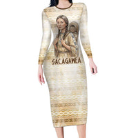 Sacagawea Native American Long Sleeve Bodycon Dress River Journey Scene Inspirational Quote Lead with Your Heart - Wonder Print Shop