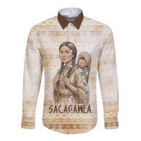 Sacagawea Native American Long Sleeve Button Shirt River Journey Scene Inspirational Quote Lead with Your Heart - Wonder Print Shop