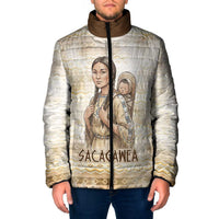 Sacagawea Native American Padded Jacket River Journey Scene Inspirational Quote Lead with Your Heart - Wonder Print Shop
