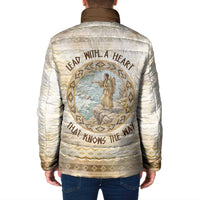 Sacagawea Native American Padded Jacket River Journey Scene Inspirational Quote Lead with Your Heart - Wonder Print Shop
