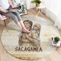 Sacagawea Native American Round Carpet River Journey Scene Inspirational Quote Lead with Your Heart - Wonder Print Shop