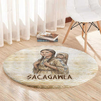Sacagawea Native American Round Carpet River Journey Scene Inspirational Quote Lead with Your Heart - Wonder Print Shop