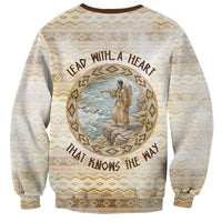 Sacagawea Native American Sweatshirt River Journey Scene Inspirational Quote Lead with Your Heart - Wonder Print Shop