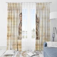 Sacagawea Native American Window Curtain River Journey Scene Inspirational Quote Lead with Your Heart - Wonder Print Shop
