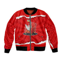 Silly Goose Bomber Jacket with Newspaper and Armchair Pattern