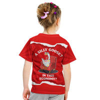 Silly Goose Kid T Shirt with Newspaper and Armchair Pattern