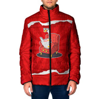 Silly Goose Padded Jacket with Newspaper and Armchair Pattern