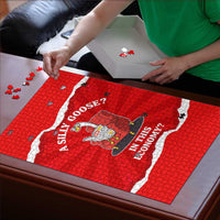 Silly Goose Puzzle with Newspaper and Armchair Pattern