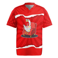 Silly Goose Rugby Jersey with Newspaper and Armchair Pattern