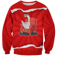 Silly Goose Sweatshirt with Newspaper and Armchair Pattern