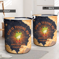 Grumpy Frog Laundry Basket with Refuse to Study Quote and Starburst Pattern