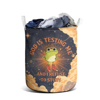 Grumpy Frog Laundry Basket with Refuse to Study Quote and Starburst Pattern