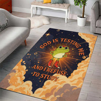 Grumpy Frog Area Rug with Refuse to Study Quote and Starburst Pattern