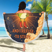 Grumpy Frog Beach Blanket with Refuse to Study Quote and Starburst Pattern