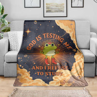 Grumpy Frog Blanket with Refuse to Study Quote and Starburst Pattern