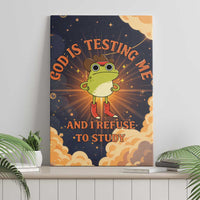 Grumpy Frog Canvas Wall Art with Refuse to Study Quote and Starburst Pattern