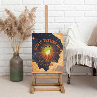 Grumpy Frog Canvas Wall Art with Refuse to Study Quote and Starburst Pattern