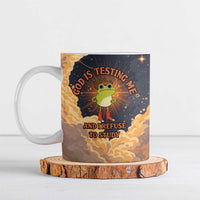 Grumpy Frog Ceramic Mug with Refuse to Study Quote and Starburst Pattern