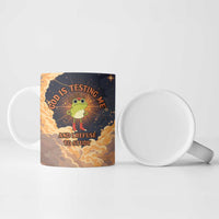 Grumpy Frog Ceramic Mug with Refuse to Study Quote and Starburst Pattern